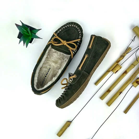 Lucky Brand Shoes - Lucky Brand Suede Faux Fur Moccasins